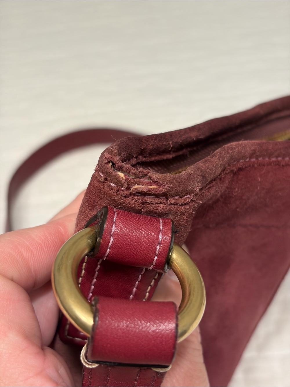 Vintage Coach Soho Suede Swing Pack Crossbody Bag in Wine/Burgundy Color - Picture 11 of 16